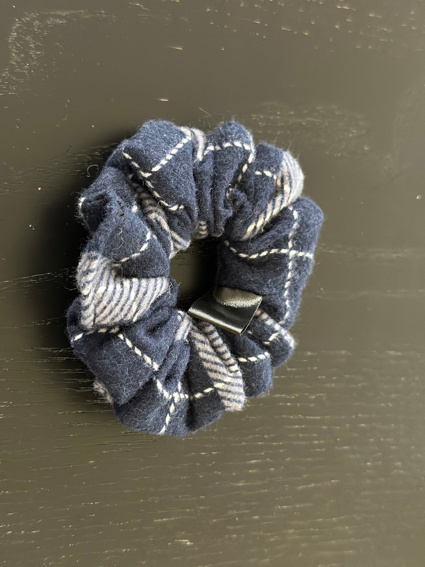Blue and Navy Plaid Scrunchie