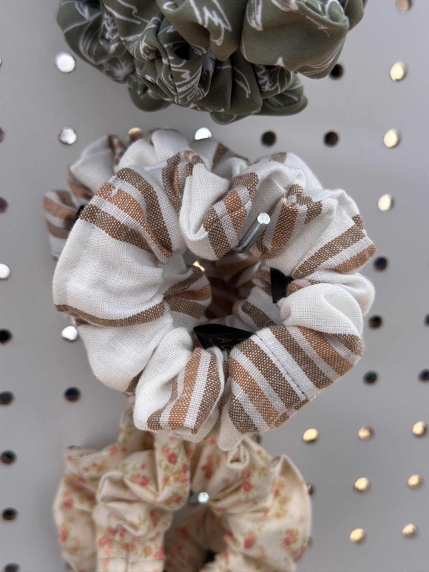 Brown Striped Scrunchie