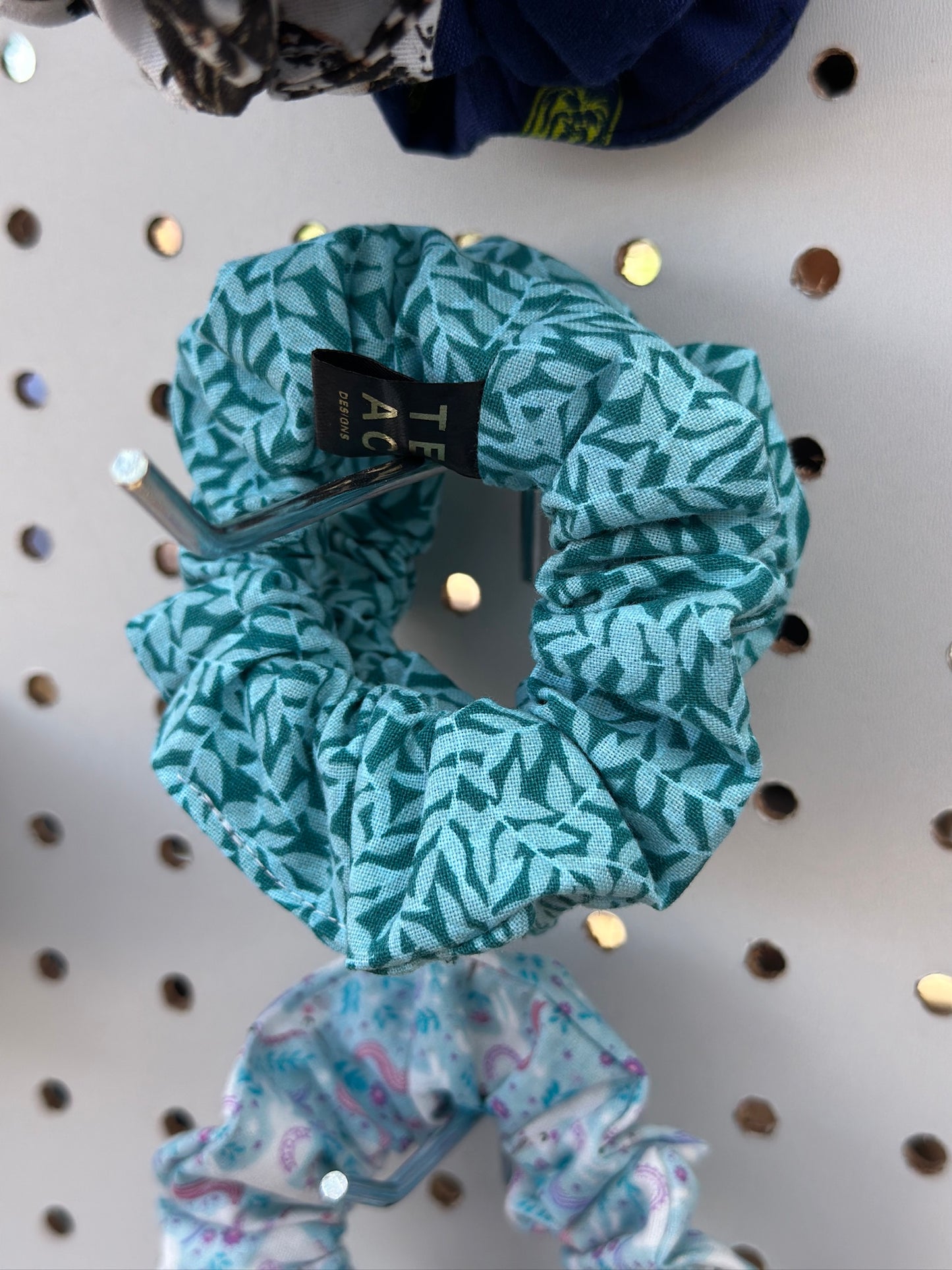 Blue & Teal Leaf Scrunchie