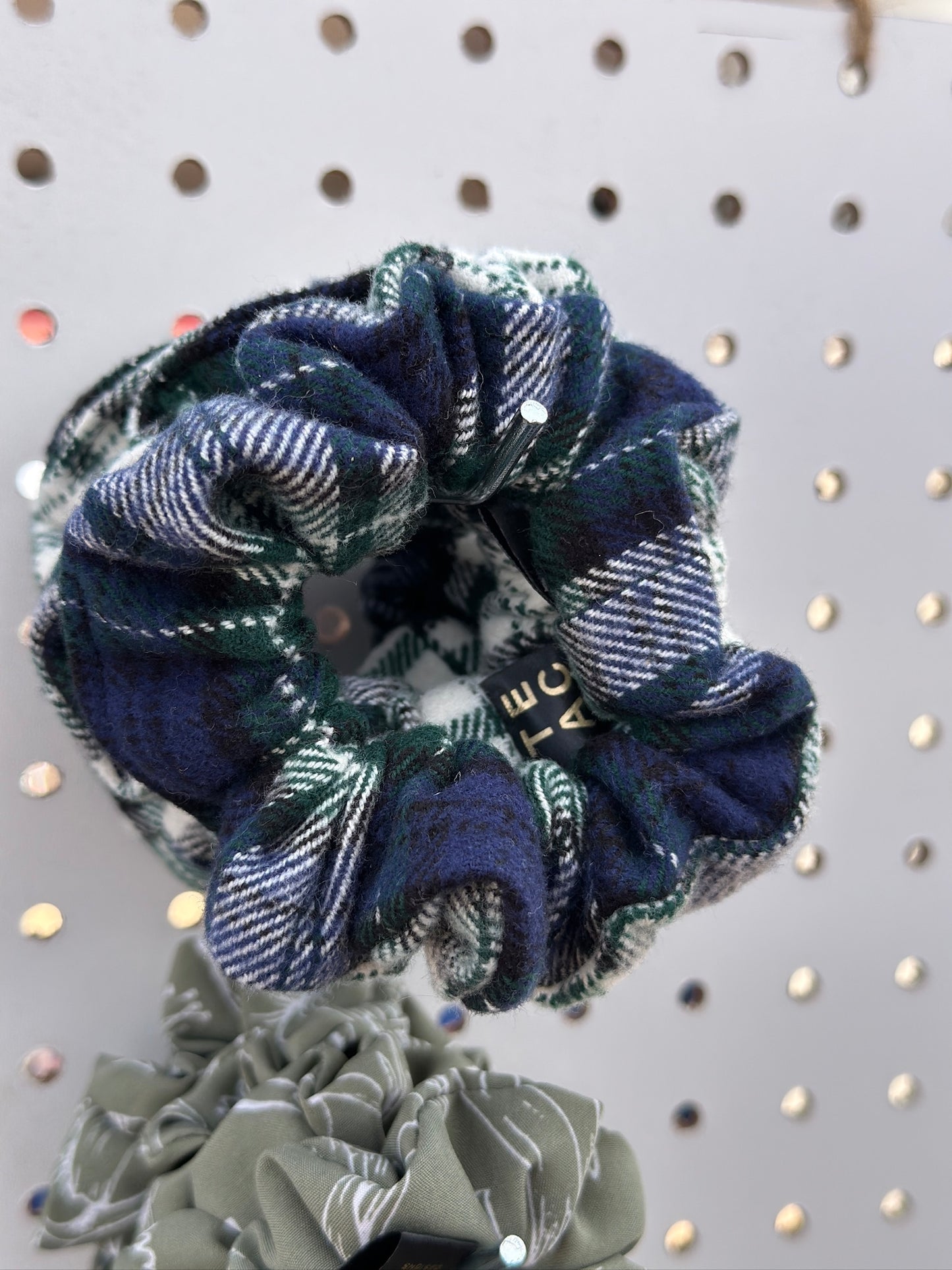 Blue and Green Plaid Scrunchie