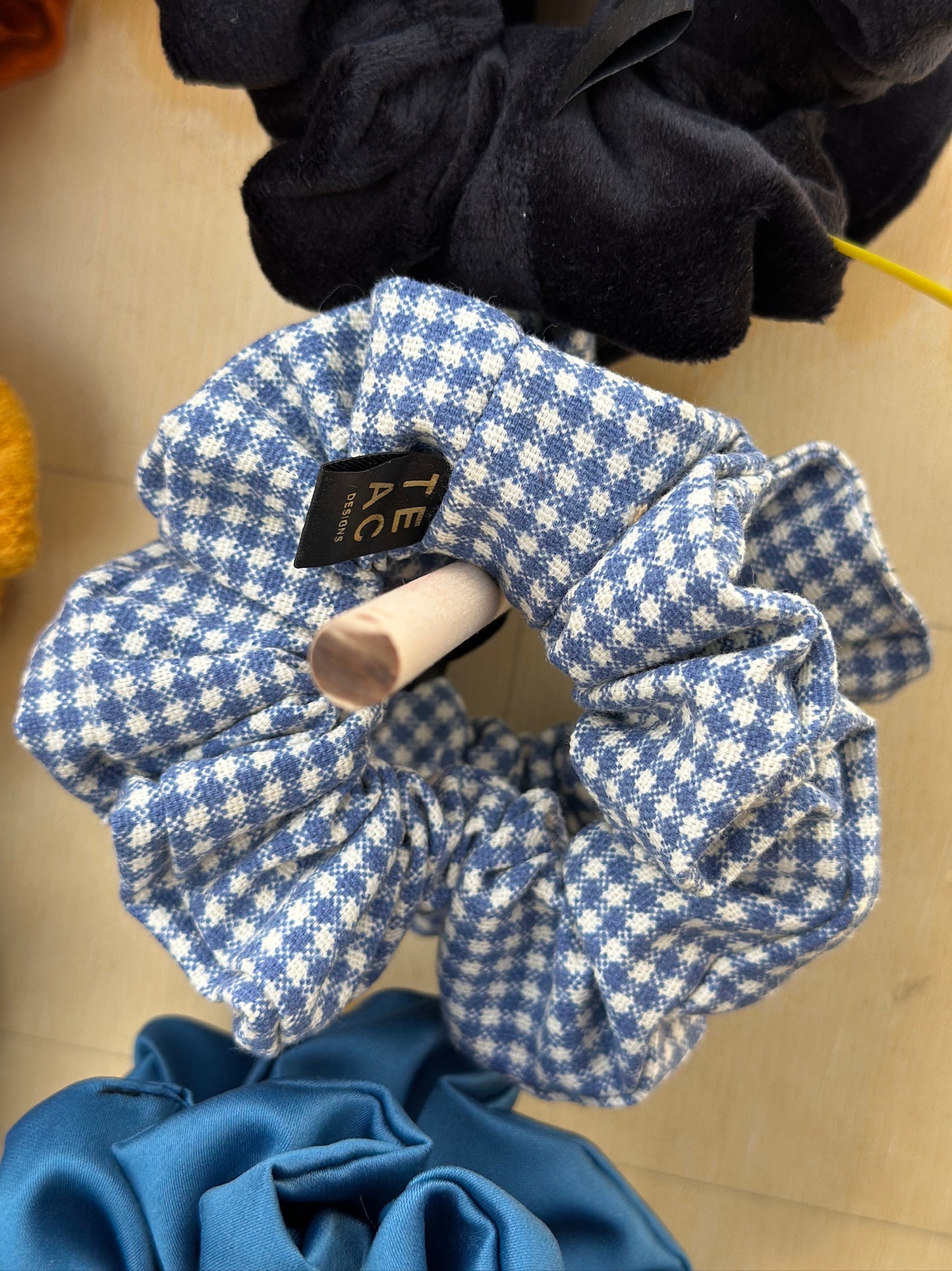 Blue and White Checkered Scrunchie (XL)